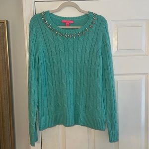 Tiffany blue with rhinestone accent Lilly Pulitzer sweater